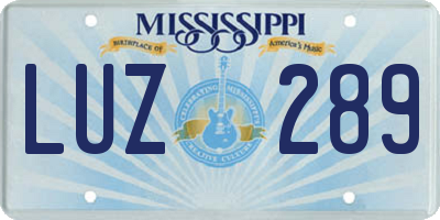 MS license plate LUZ289
