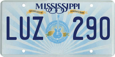 MS license plate LUZ290