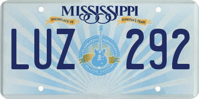MS license plate LUZ292