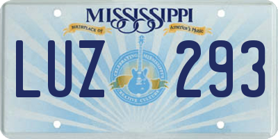 MS license plate LUZ293