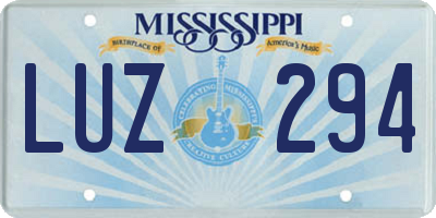 MS license plate LUZ294