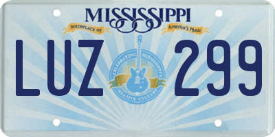 MS license plate LUZ299