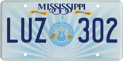 MS license plate LUZ302