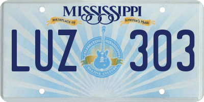 MS license plate LUZ303