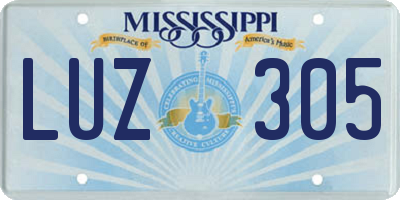 MS license plate LUZ305