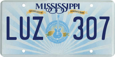MS license plate LUZ307