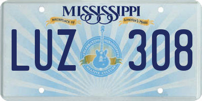 MS license plate LUZ308