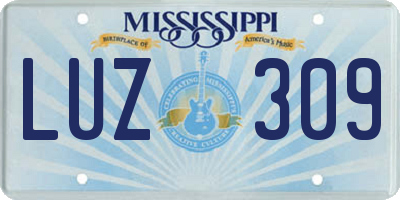 MS license plate LUZ309