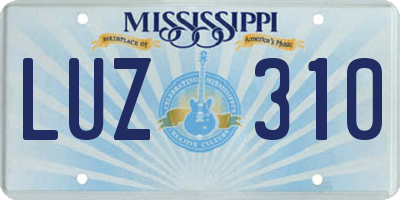 MS license plate LUZ310