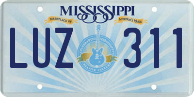 MS license plate LUZ311