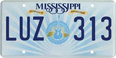 MS license plate LUZ313