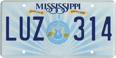 MS license plate LUZ314