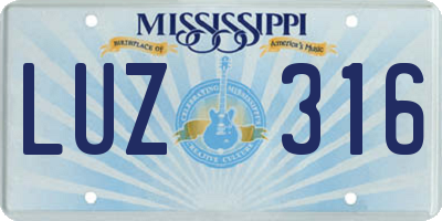 MS license plate LUZ316
