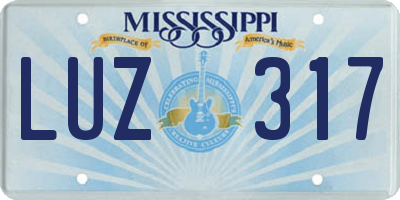 MS license plate LUZ317
