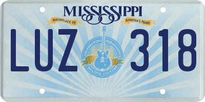 MS license plate LUZ318