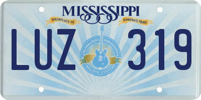 MS license plate LUZ319