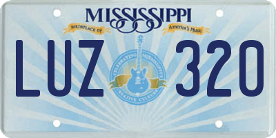 MS license plate LUZ320