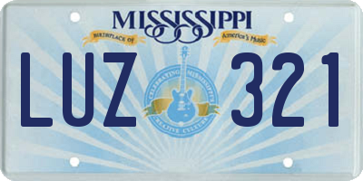 MS license plate LUZ321