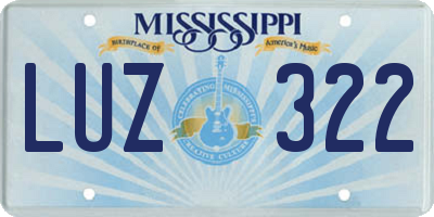 MS license plate LUZ322