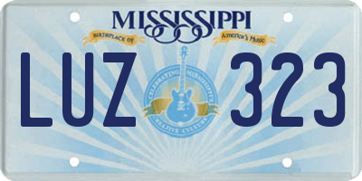 MS license plate LUZ323