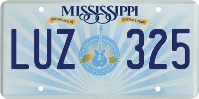 MS license plate LUZ325