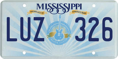 MS license plate LUZ326