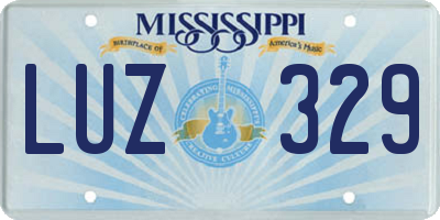 MS license plate LUZ329