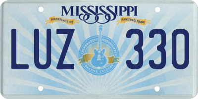 MS license plate LUZ330