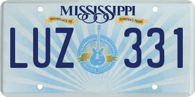 MS license plate LUZ331