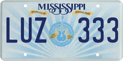 MS license plate LUZ333