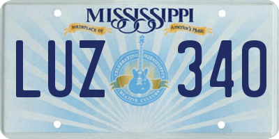 MS license plate LUZ340