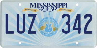 MS license plate LUZ342
