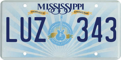 MS license plate LUZ343