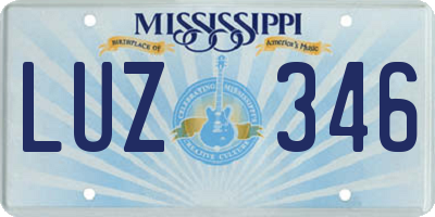 MS license plate LUZ346