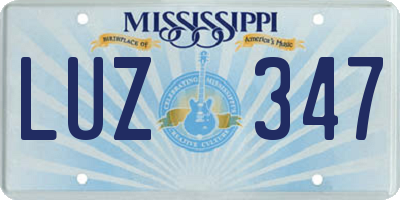 MS license plate LUZ347