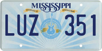 MS license plate LUZ351