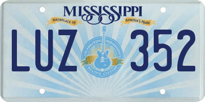 MS license plate LUZ352