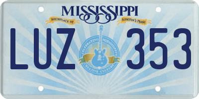 MS license plate LUZ353