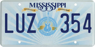 MS license plate LUZ354