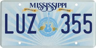 MS license plate LUZ355