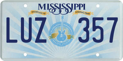 MS license plate LUZ357