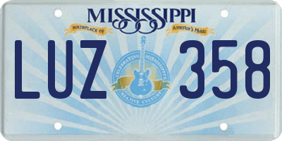 MS license plate LUZ358