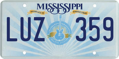 MS license plate LUZ359