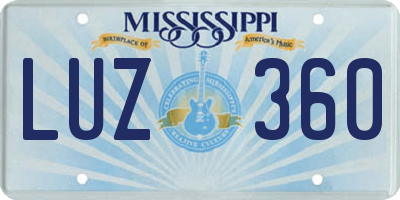 MS license plate LUZ360