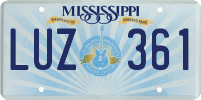 MS license plate LUZ361