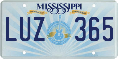 MS license plate LUZ365