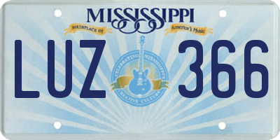 MS license plate LUZ366