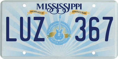 MS license plate LUZ367