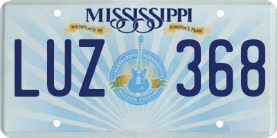 MS license plate LUZ368