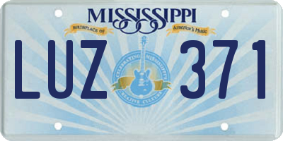 MS license plate LUZ371